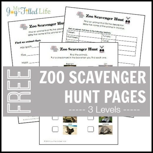 FREE Printable Zoo Scavenger Hunt Pages My JoyFilled Life