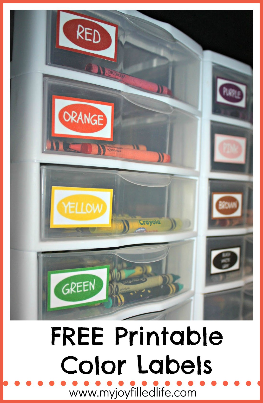 Crayon Organization Color Labels Printable My Joy Filled Life
