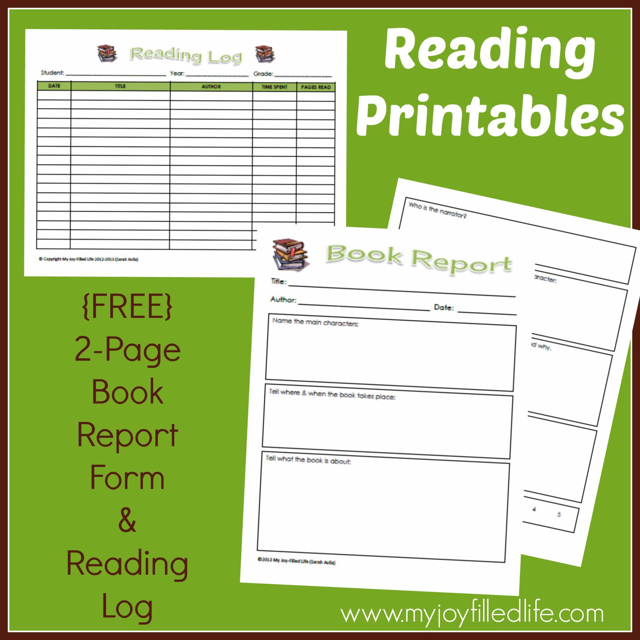 FREE Reading Log & Book Report Form - My Joy-Filled Life