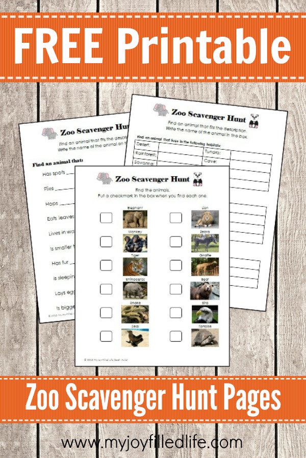 FREE Printable Zoo Scavenger Hunt Pages My JoyFilled Life