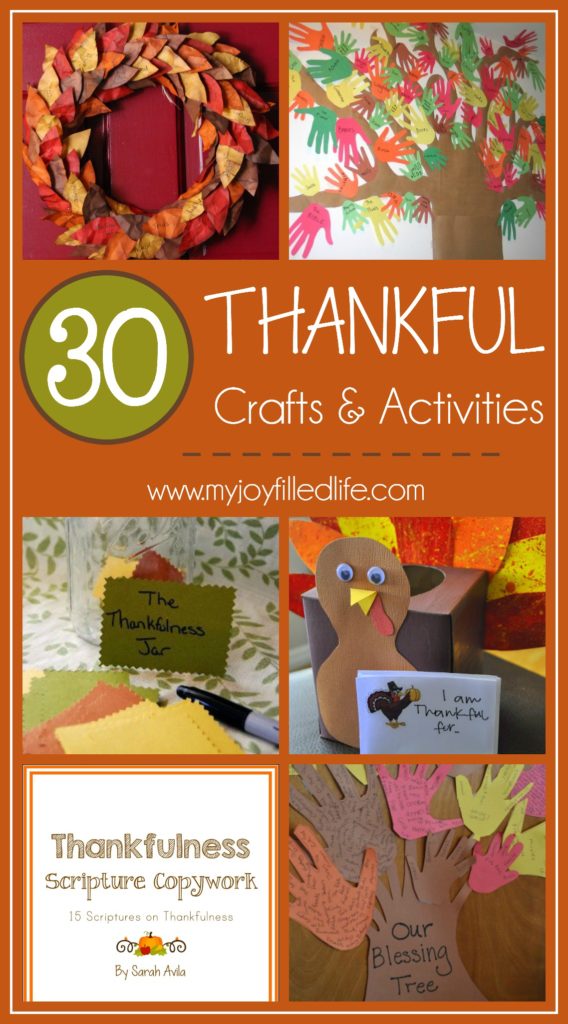 Here is a wonderful collection of 30 Thankful Crafts and Activities to do with your kids this fall to focus on the character quality of thankfulness. #thankfulness #thanksgiving #craftsforkids #kidcrafts
