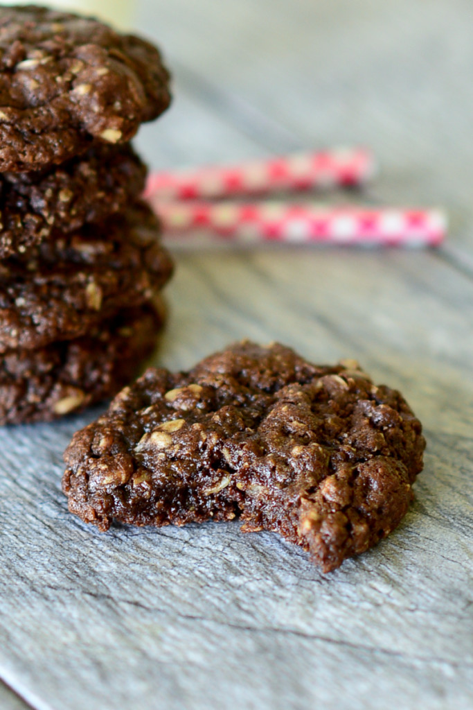 Chewy Double Chocolate Oat Cookies-
