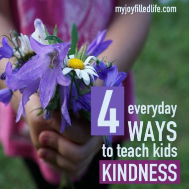 Teaching kids to be kind? That’s one of the hardest things we have to do as parents. That’s because teaching kindness isn’t a simple three-step lesson plan that fits every kid. Teaching kids kindness is messy, unexpected and requires that we, ahem, show kindness ourselves. It also doesn’t help that unkind words seem to jump out of nowhere at the most inconvenient moments. As imperfect family members living in close quarters, we tend to bring out the worst in each other, don’t we? Teaching kids about kindness is an ongoing lesson that requires intentionality and ongoing grace. Therefore, we need ongoing, adjustable strategies (I’ve got four ideas below!) that build the habit of kindness in a child’s character.