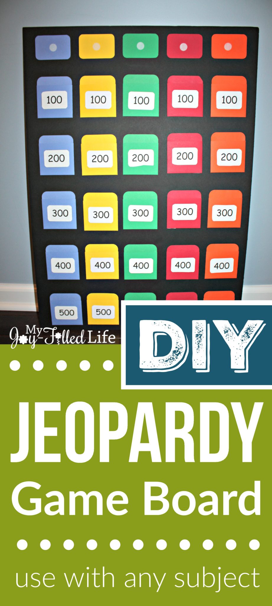Make your own Jeopardy game board - use with any subject #jeopardy #gamesforlearning #learninggames #trivia 