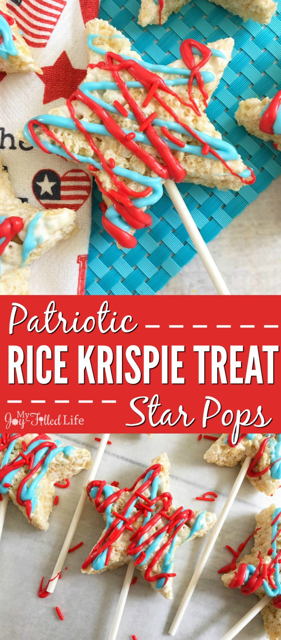 Patriotic Rice Krispie Treat Star Pops 