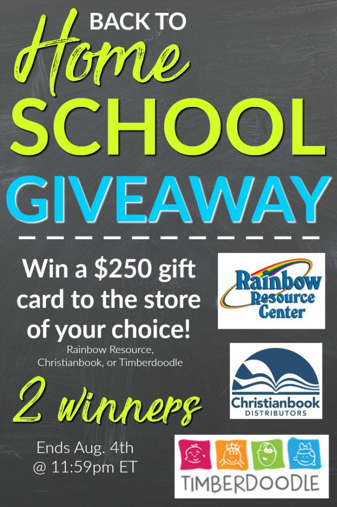 Back to Homeschool Giveaway - Win a $250 gift card to the store of your choice - 2 winners!