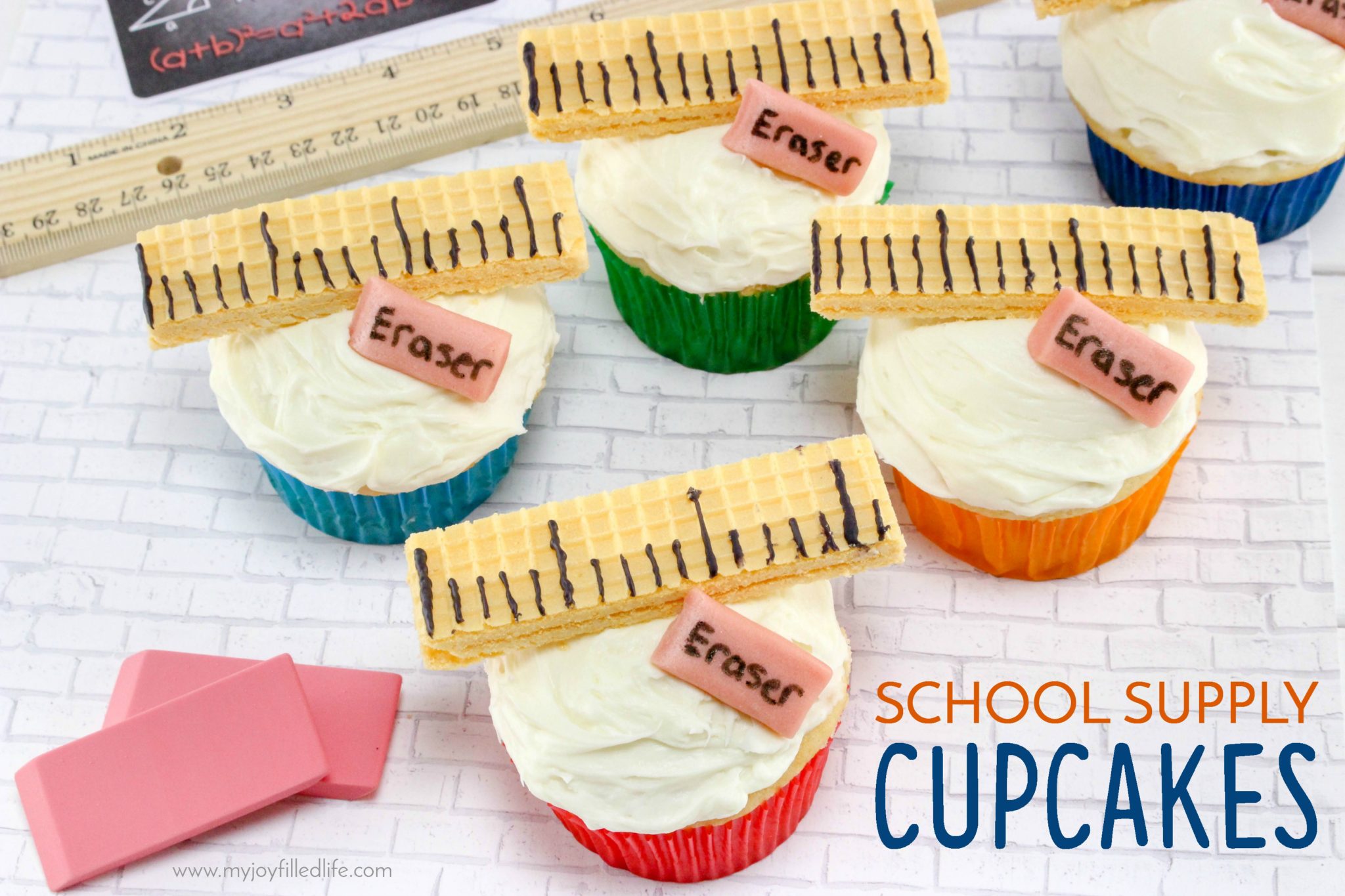 School Supply Cupcakes for Back to School