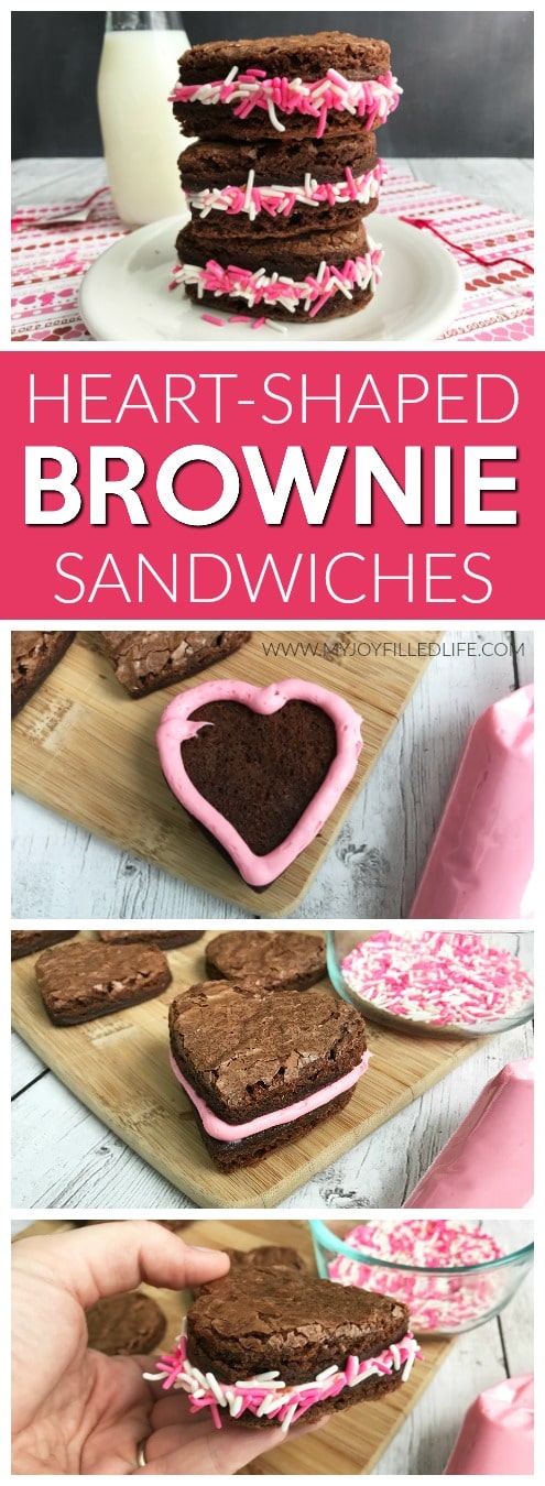 Are you looking for a cute dessert or snack for Valentine’s Day? These heart-shaped brownie sandwiches are a must. Easy to make, delicious, and versatile too! #sweettreat #brownies #recipe