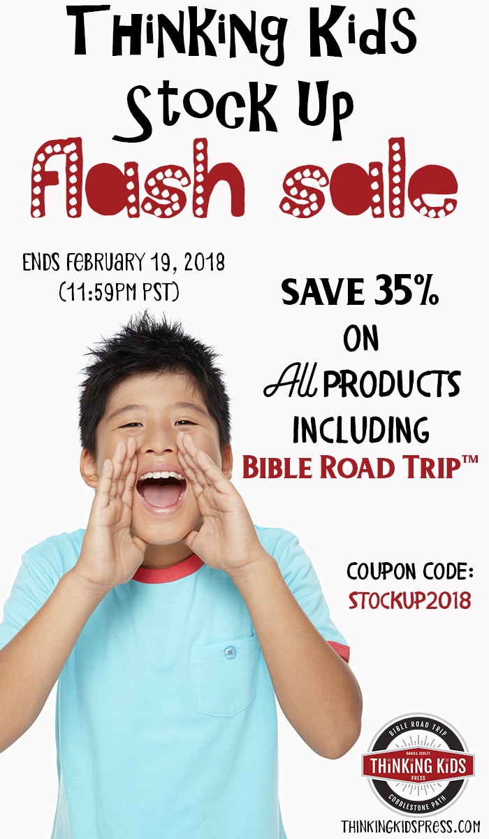 Save 35% at the Thinking Kids Stock Up Sale going on now through Feb. 19th - this includes the popular Bible Road Trip!
