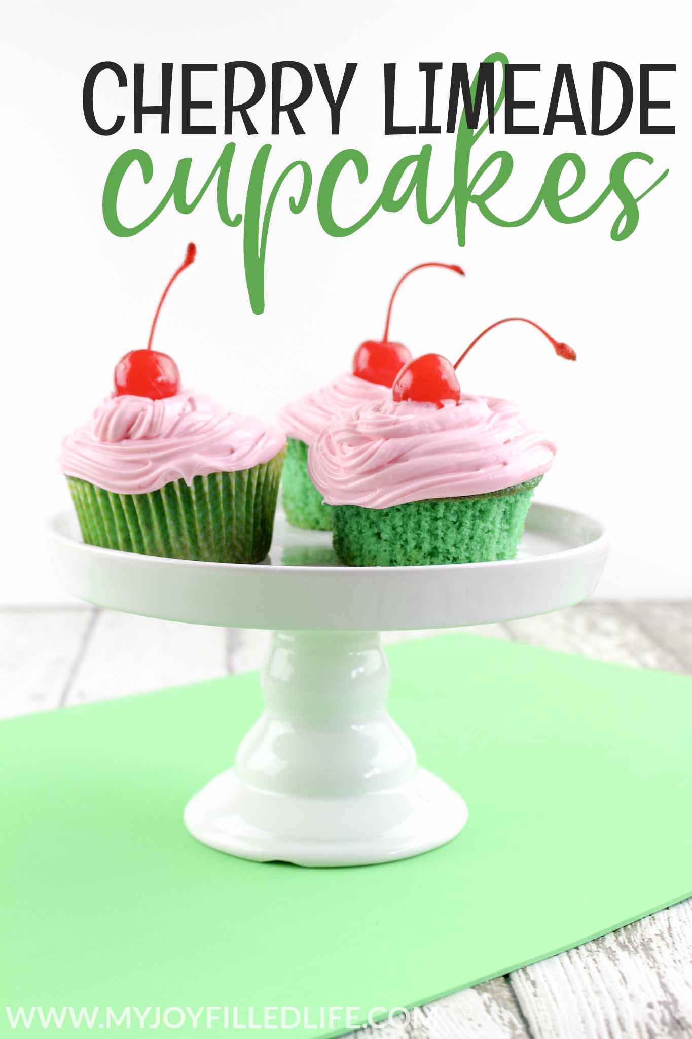 These cherry limeade cupcakes are the PERFECT cupcake recipe for summer! They are so moist and delicious - you'll have everyone begging for more. Follow these easy step by step directions below to make your own cherry limeade cupcakes. #cupcakes #cherrylimeade