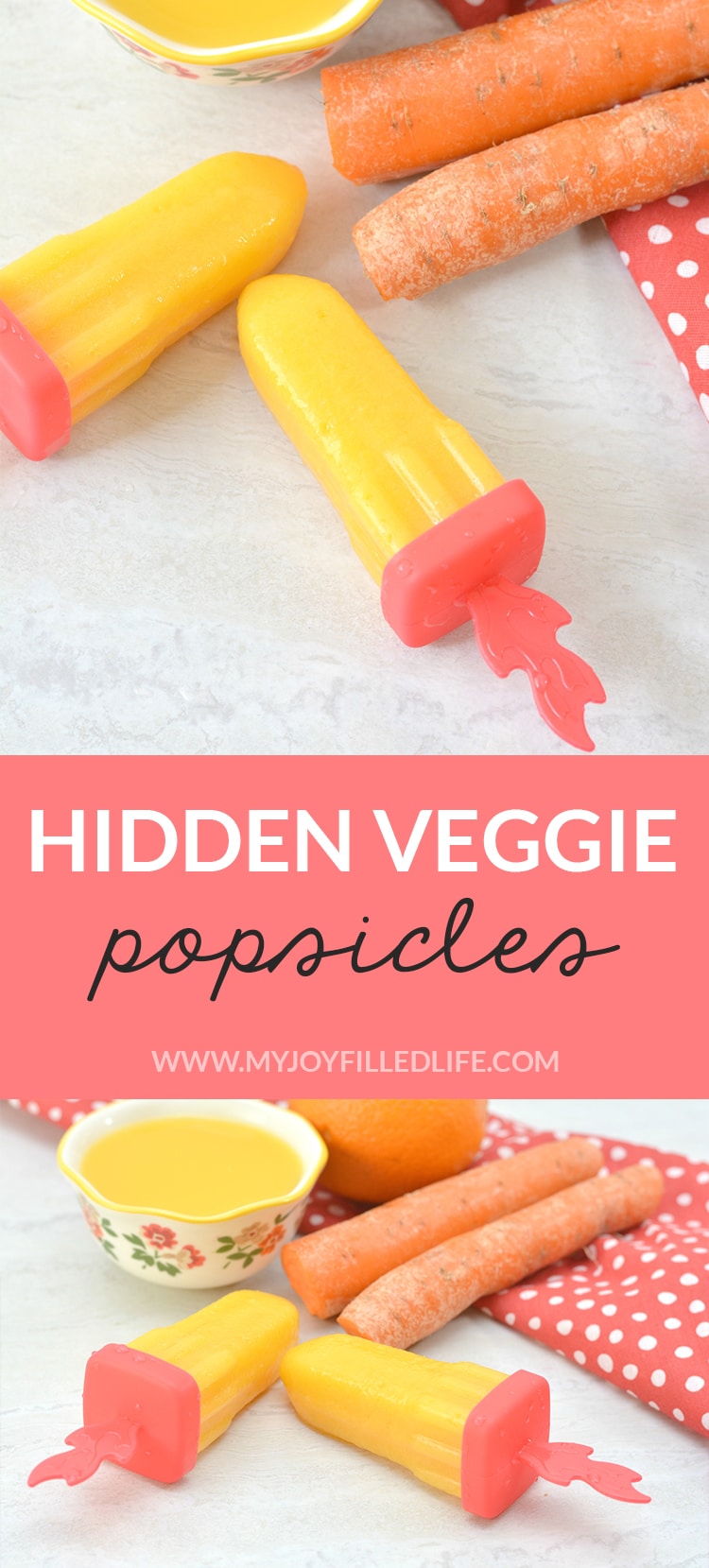 This popsicle recipe is the perfect summer treat for picky eaters! Your kids will love cooling down with these hidden veggie popsicles this summer! #popsicles #frozentreat #hiddenveggies #veggiepopsicles #homemadepopsicles