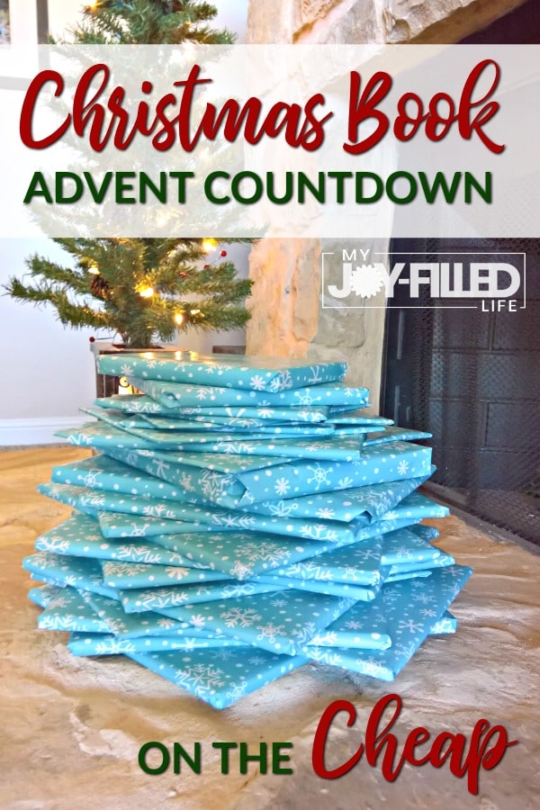 The Christmas book Advent countdown idea is a popular way to countdown to Christmas. Here are some ideas for making it affordable. #advent #Christmas #Christmasbooks