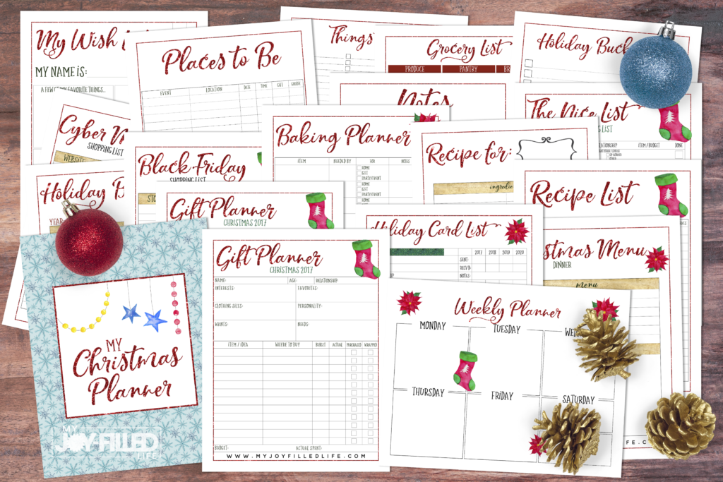 A FREE printable Christmas planner that you download and print out at home. It contains 22 different planning pages that will help you get organized and ready for the Christmas season. #Christmas #Christmasplanning #Christmasplanner #freeprintable