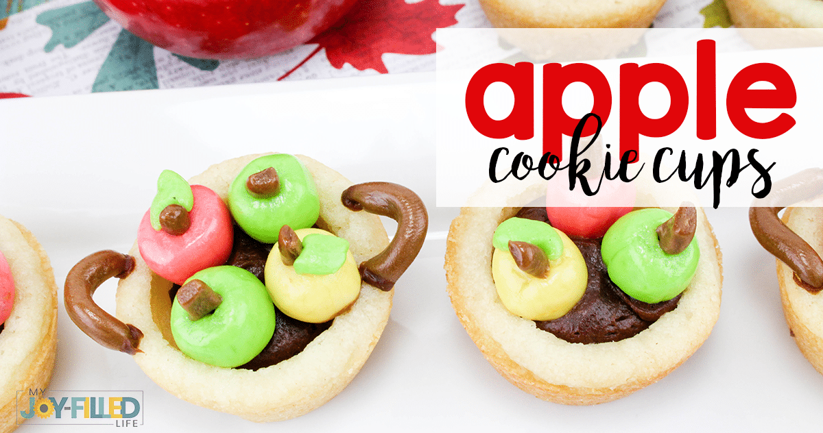 These apple cookie cups are a MUST TRY cookie recipe for fall! They are so fun to make and everyone is sure to rave about these cookie cups! They are sweet, delicious, and a pure joy to get in the spirit of the fall season.