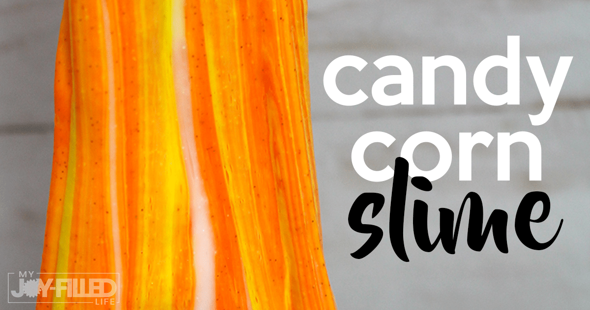 This candy corn slime is the PERFECT slime recipe for fall! It's such a fun diy slime and the kids are sure to have so much fun playing with this one. This is a slime recipe with contact solution so it is sure to make the PERFECT slime to play!