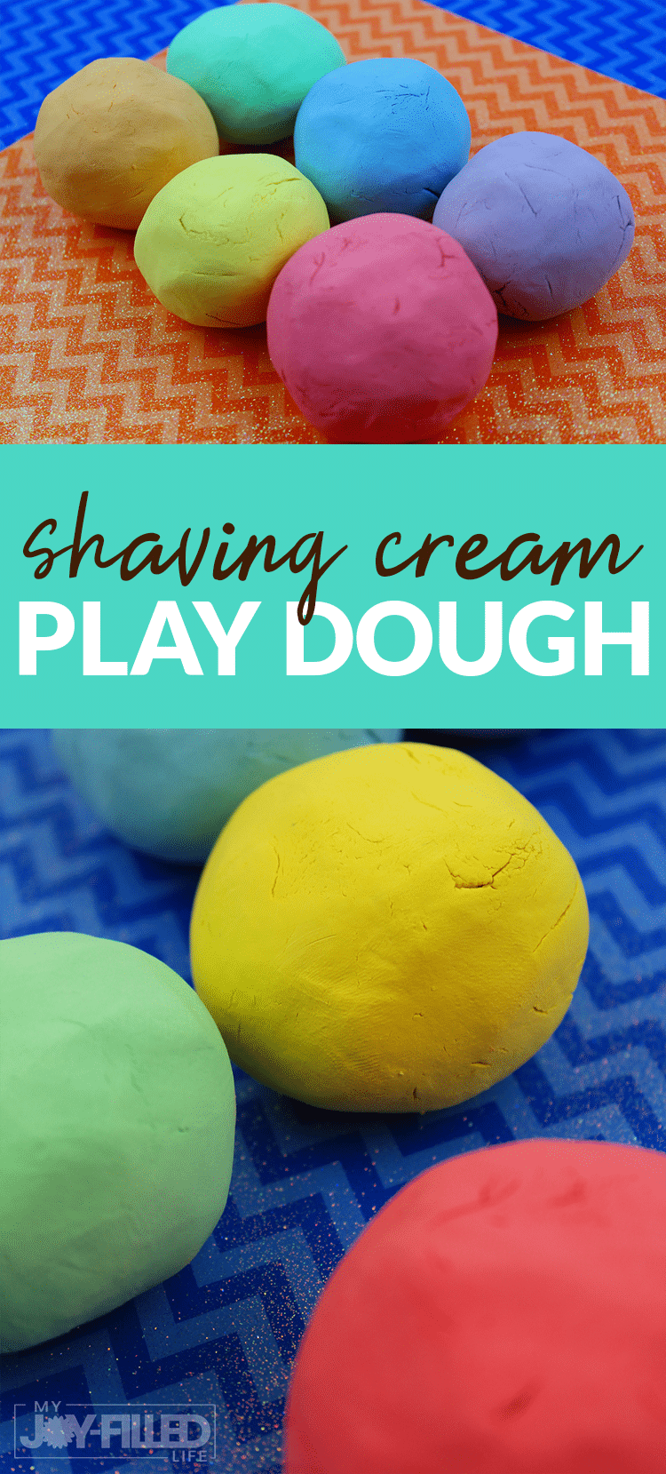 This shaving cream playdough is one of our favorite homemade playdough recipes! Kids will have SOOOOO much fun helping with this fun playdough activity. #sensoryplay #playdough #homemadeplaydough