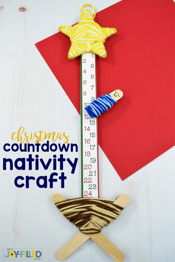 You and your kids will love using this nativity craft for a Christmas countdown this year. Includes a FREE printable. #christmas #nativity #kidcraft #christmascraft #nativitycraft