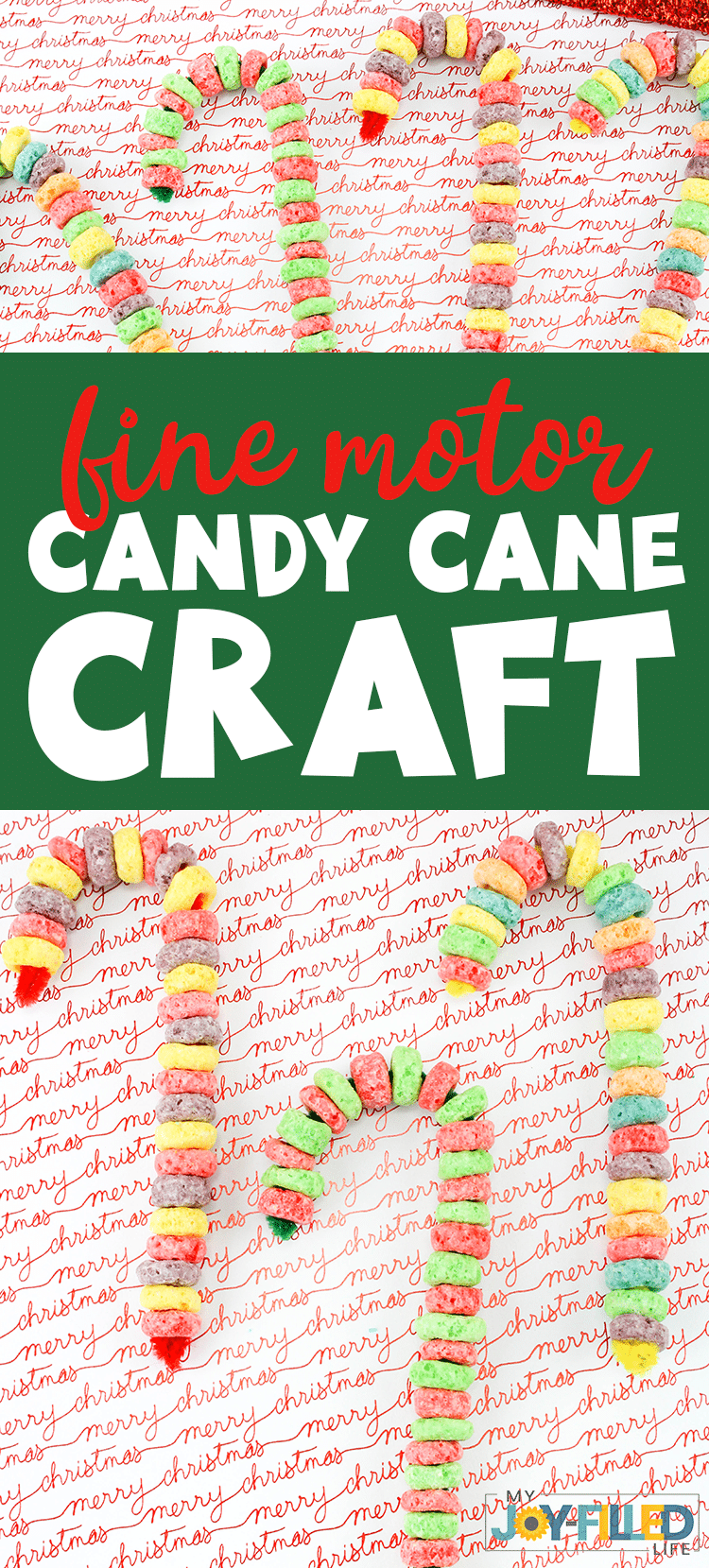 This fine motor candy cane craft is a great Christmas activity for little ones. They make for great ornaments or gifts too! #Christmascraft #homemadeornaments #christmasornaments #finemotor #finemotorskills