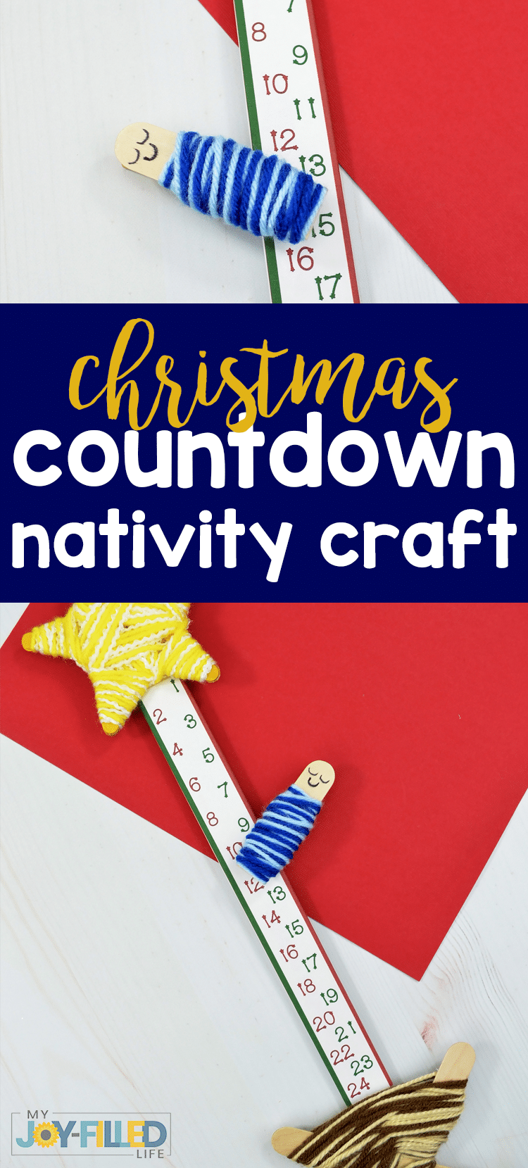 You and your kids will love using this nativity craft for a Christmas countdown this year. Includes a FREE printable. #christmas #nativity #kidcraft #christmascraft #nativitycraft