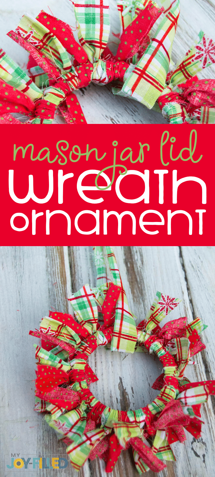 This mason jar lid wreath ornament is such a fun and easy homemade Christmas ornament! It makes a great gift and kids will love helping with this one. #Christmas #homemadechristmas #christmasornament #masonjar