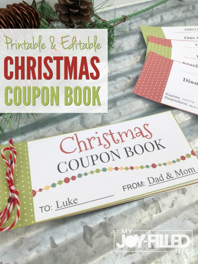 If you need a last minute Christmas gift, this printable and editable Christmas Coupon Book is the perfect thing! Totally customizable! #christmas #christmasgift #homemadechristmas #lastminutegift #couponbook