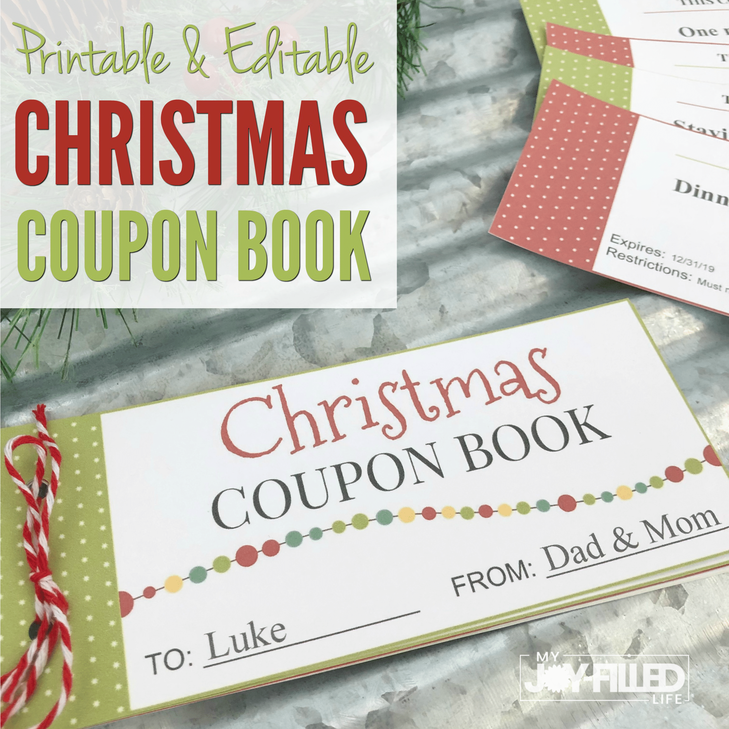 Editable Christmas Coupon Book My JoyFilled Life