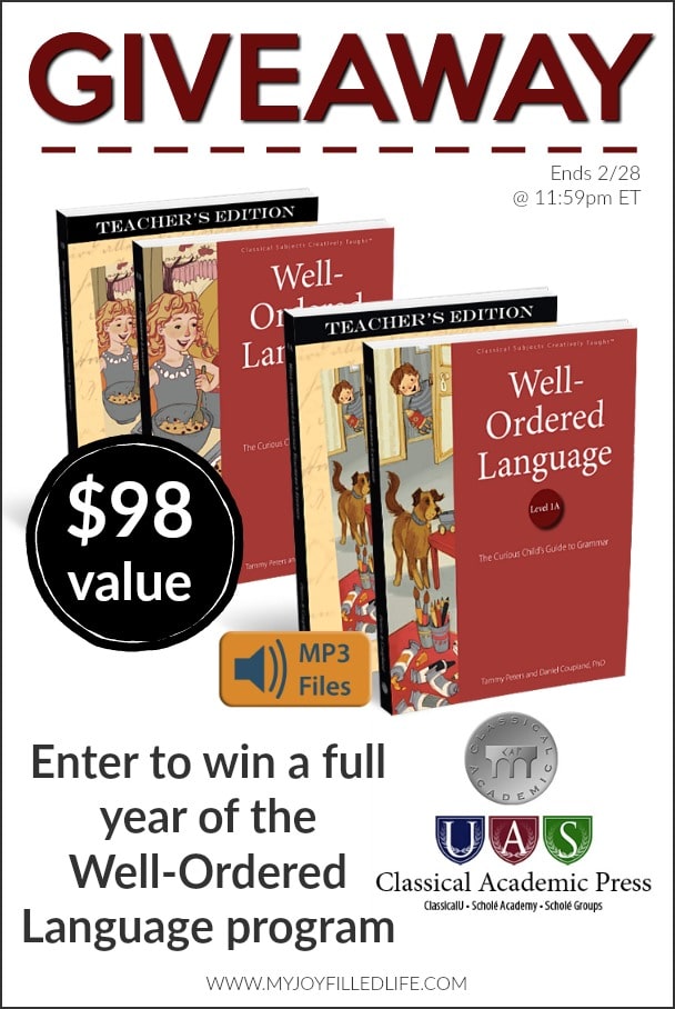 Enter to win the Well-Ordered Language course (level 1) from Classical Academic Press - a one-year language course for grade 3 or 4. #homeschool #homeschoolgiveaway