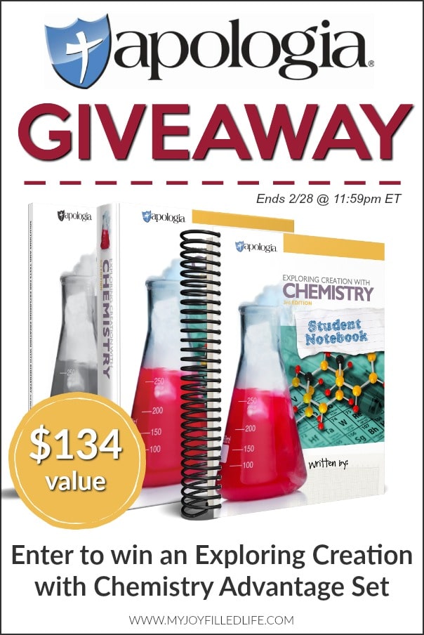 Enter to win the Apologia Exploring Creation with Chemistry Advantage Set! Ends 2/28/19 #homeschoolgiveaway #homeschoolmath #homeschool