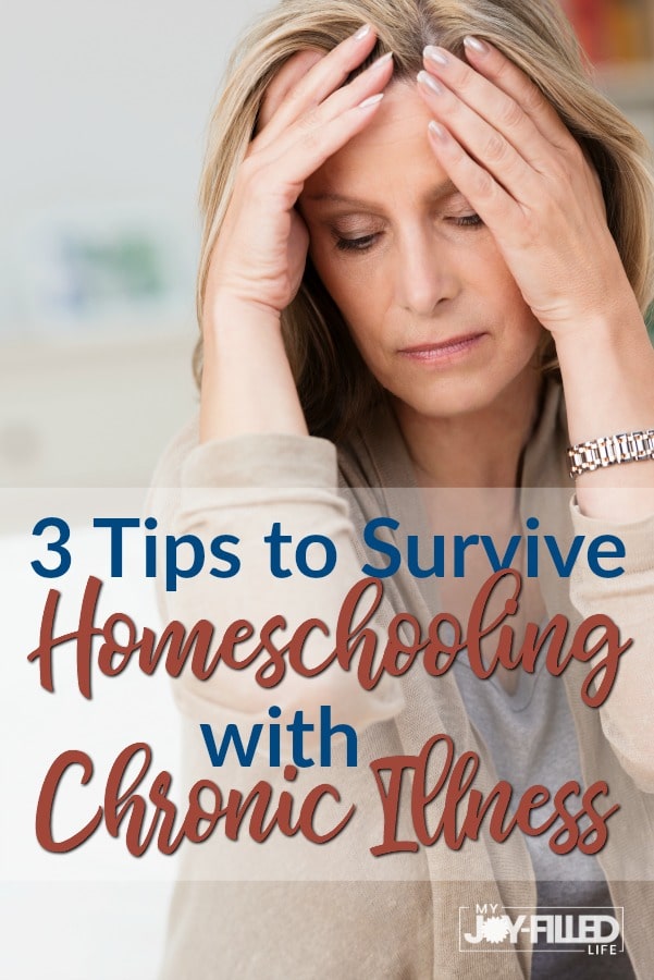 Homeschooling is hard enough. Homeschooling with chronic illness can seem downright impossible. Here are 3 tips to help you stay in the homeschooling game. #homeschooling #helpforthehomeschoolmom #homeschoolencouragement #chronicillness