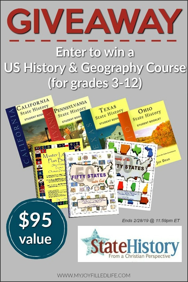 Enter to win a history and geography bundle from State History by A Helping Hand - learn state history from a Christian perspective. #history #geography #homeschool #homeschoolgiveaway