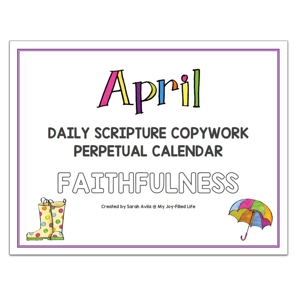 April Perpetual Scripture Copywork Calendar - My Joy-Filled Life
