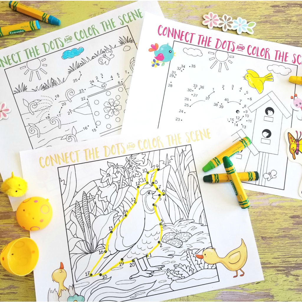Spring-Themed Connect-the-Dots Coloring Pages - My Joy-Filled Life