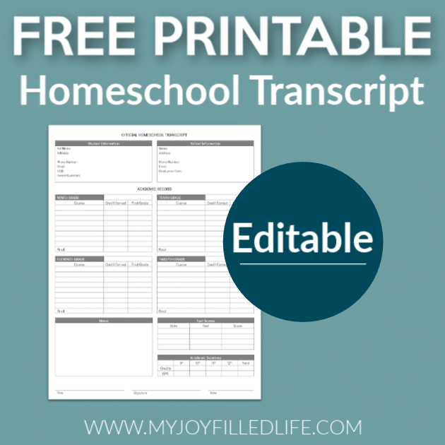 Homeschool Grading Chart