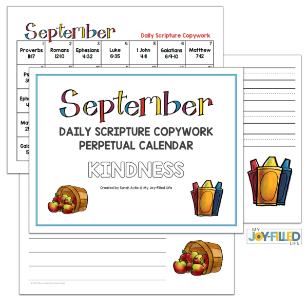 September Perpetual Scripture Copywork Calendar - My Joy-Filled Life