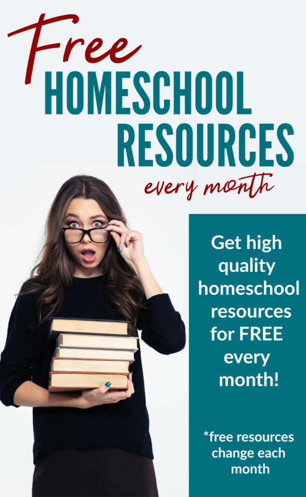 What homeschooler doesn't love FREE stuff! Sign up to get FREE Homeschool Resources delivered to your inbox every month. Don't miss out! #homeschoolfreebies #homeschooling #thriftyhomeschool #freeprintables