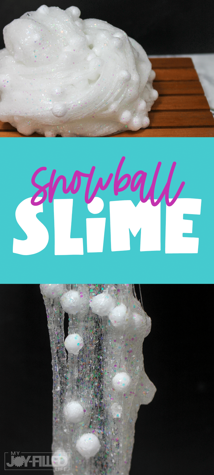 This snowball slime is the perfect indoor activity during the winter months. It is sure to keep kids occupied while being stuck inside due to cold weather! #slime #slimerecipe #snowballslime #sensoryplay