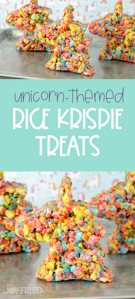 Unicorn fans everywhere will LOVE these unicorn rice krispie treats! They're gooey, sweet, and so delicious and fun! Perfect for your next unicorn party! #unicorn #unicorntreat #unicornparty