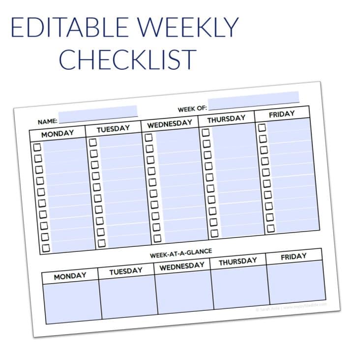 Editable Weekly Checklist My Joy Filled Life Riset