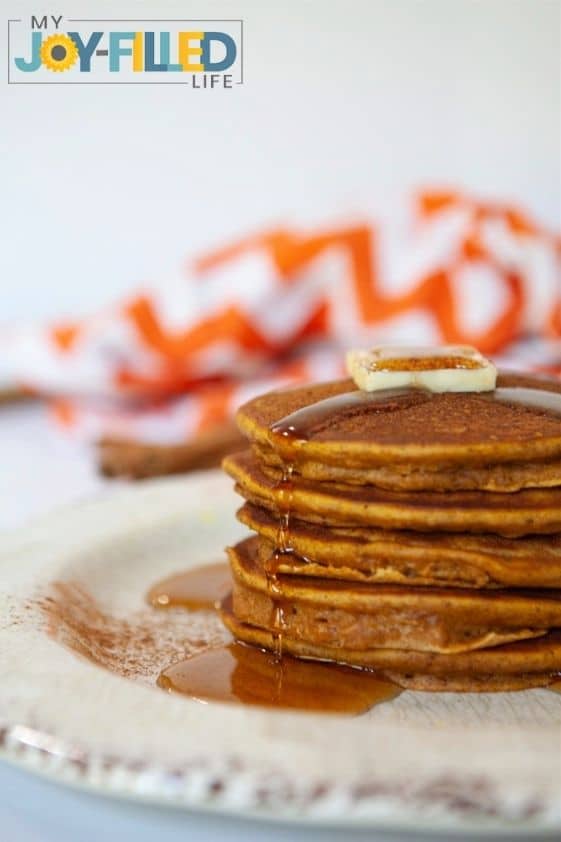 Fluffy Pumpkin Pancakes Stacked on a Plate copy