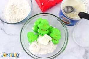 Ingredients for Christmas Peeps Playdough