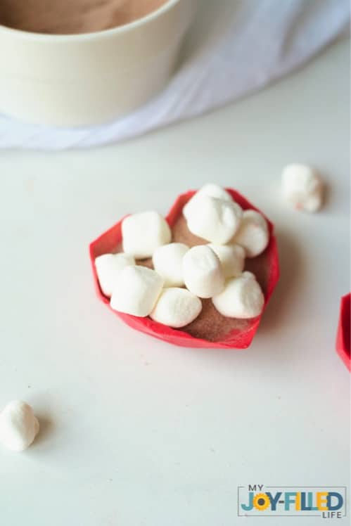 Closeup of Heart with Marshmallows