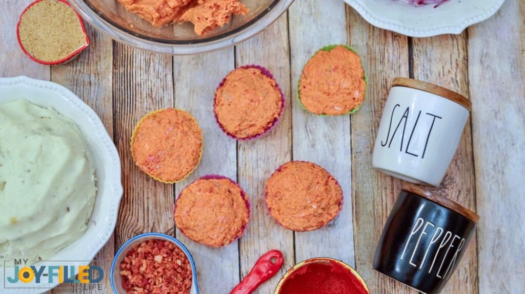 Close-up of meatloaf in cupcake liners