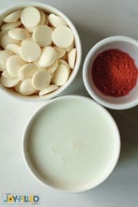 White Chocolate, Milk, and Food Coloring Ingredients