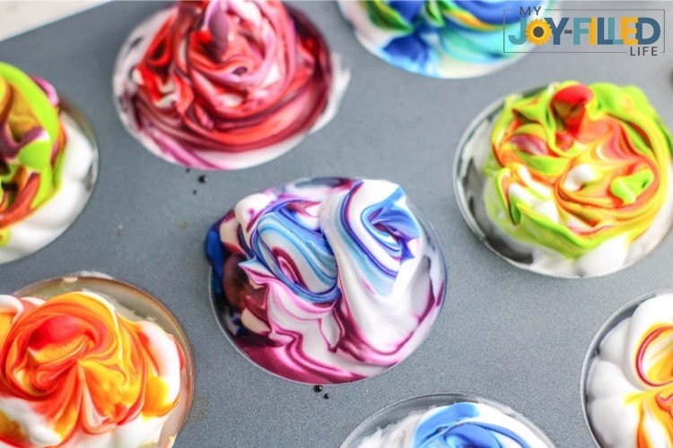 Beautiful Swirls of Color in Muffin Tin