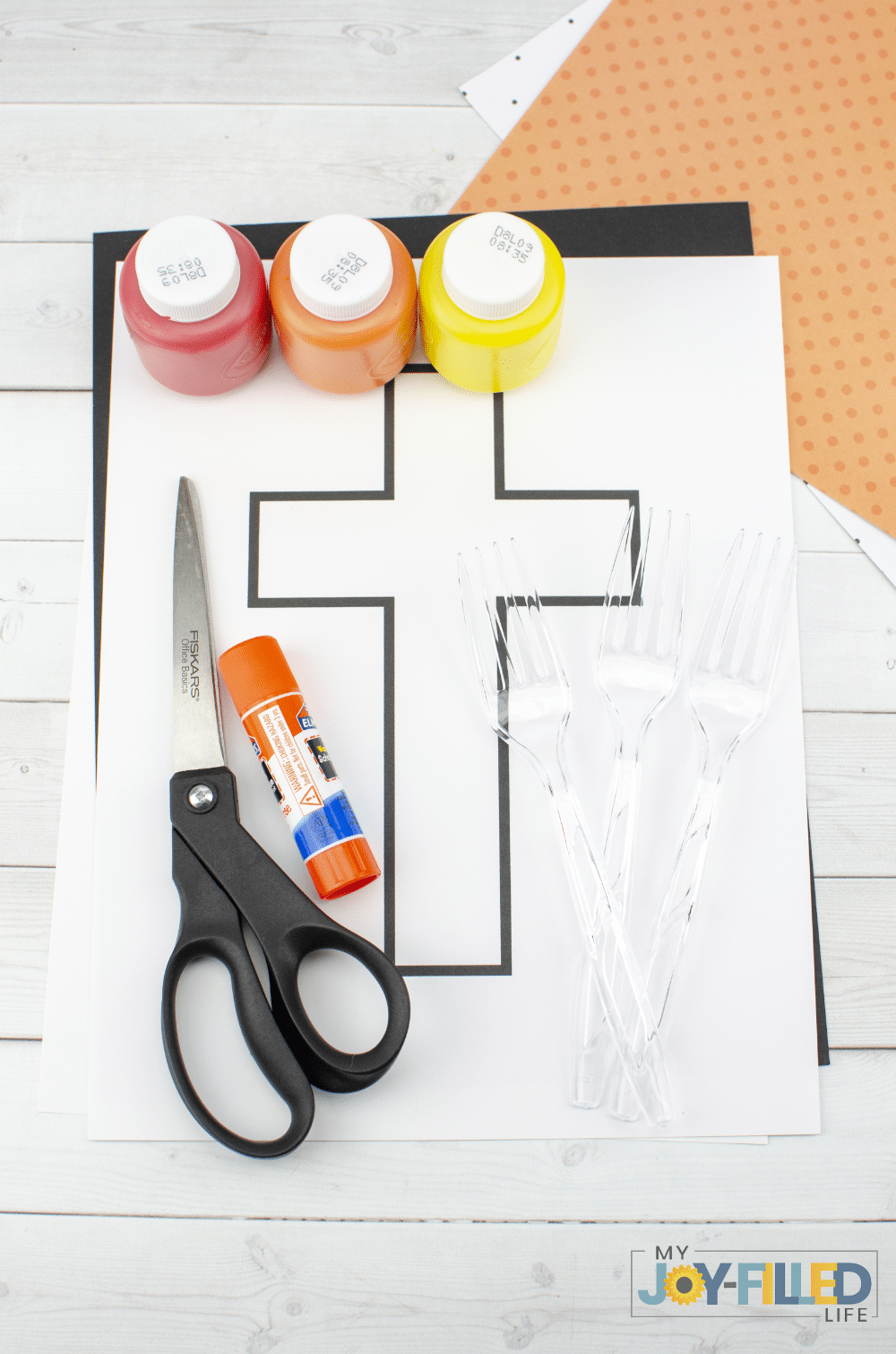 Easter Cross Fork Painting Materials