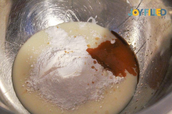 mixing cookies and cream ice cream ingredients