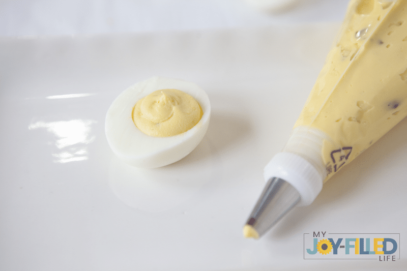 Filling the WW Deviled Eggs