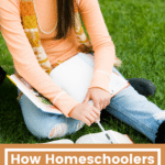 pinnable image of girl with text that reads how homeschoolers can earn college credit in high school