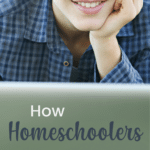 pinnable image with boy and text that reads how homeschoolers can earn college credit