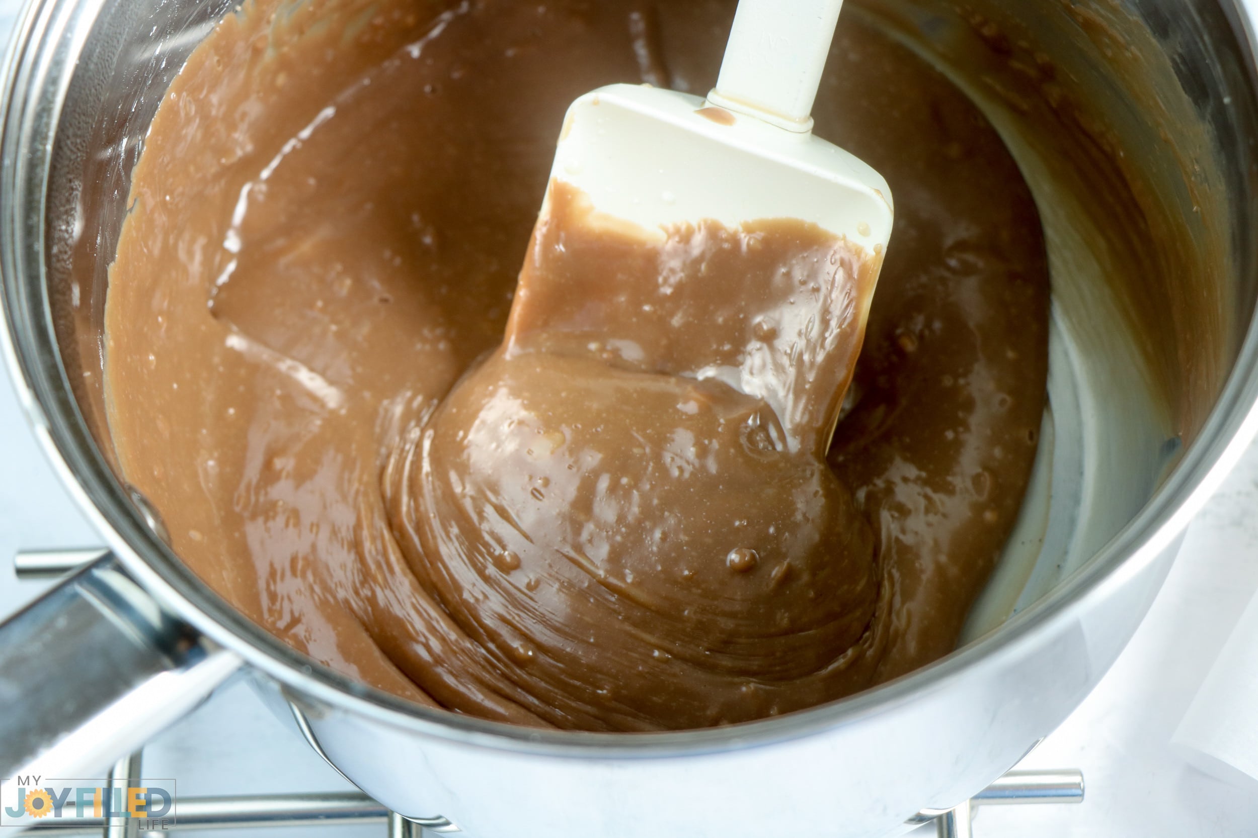 Fully Mixed Edible Chocolate Slime in a Saucepot